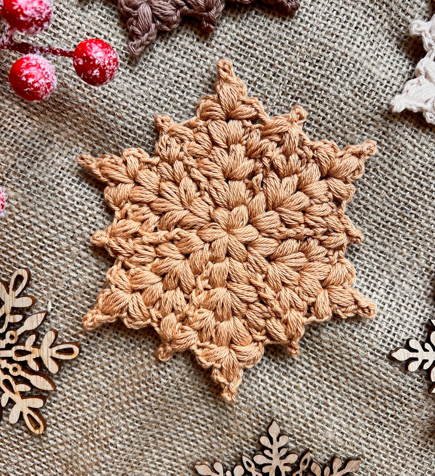 Snowflake Star Crochet Pattern: Christmas Ornament, Coaster (PDF Download)