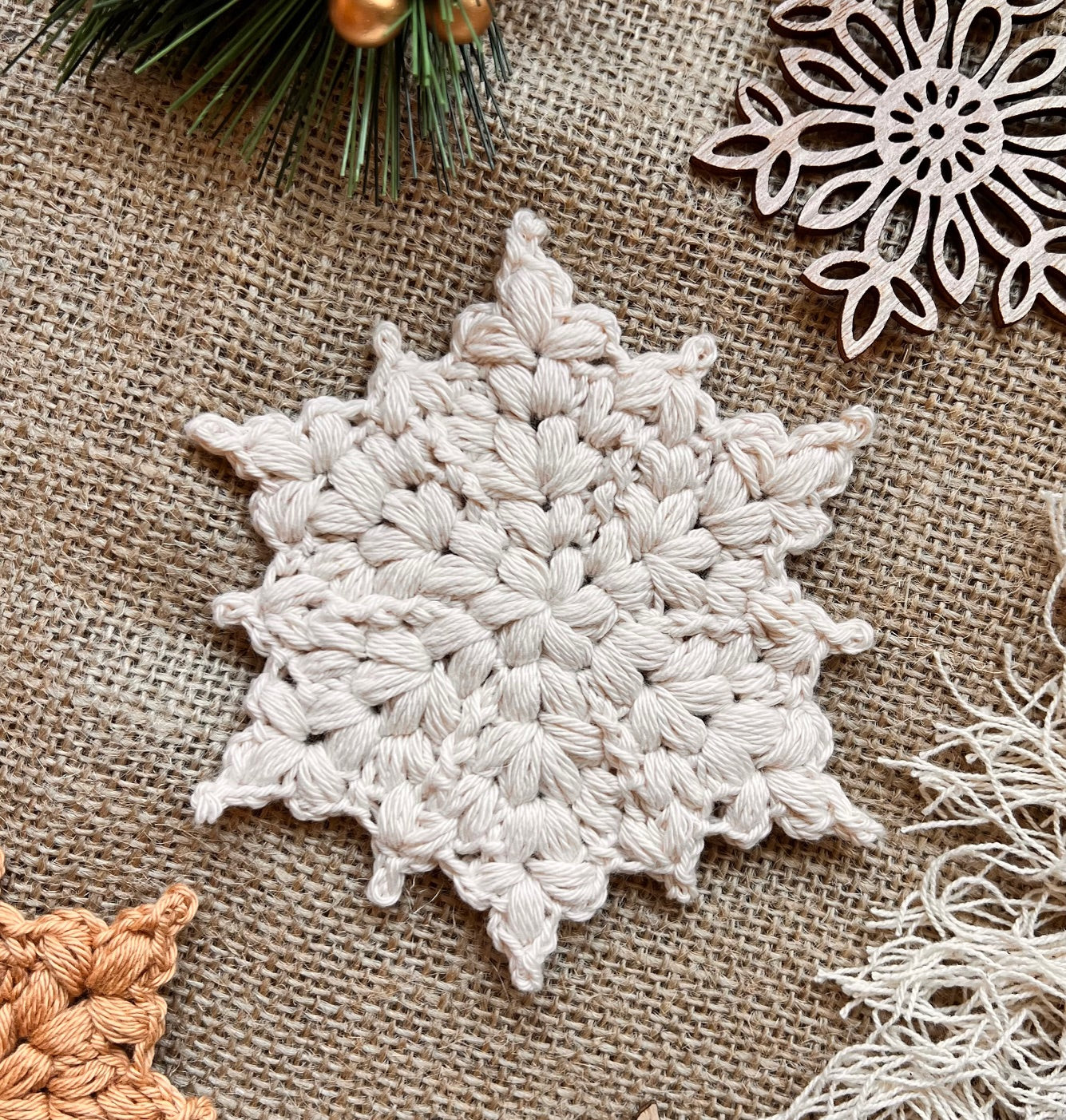 Snowflake Star Crochet Pattern: Christmas Ornament, Coaster (PDF Download)