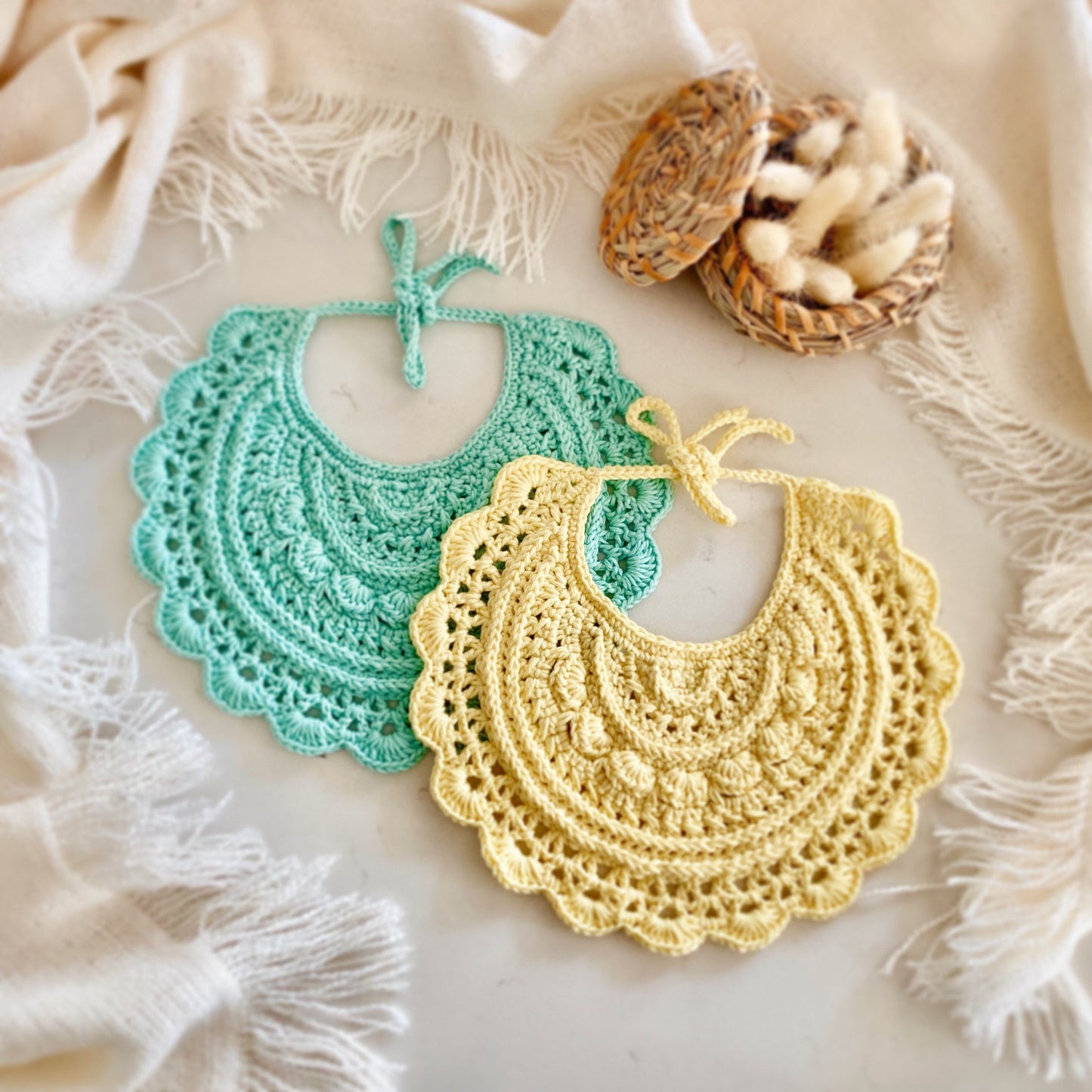 Crochet Pattern Lovely BIB, English US Terms.
