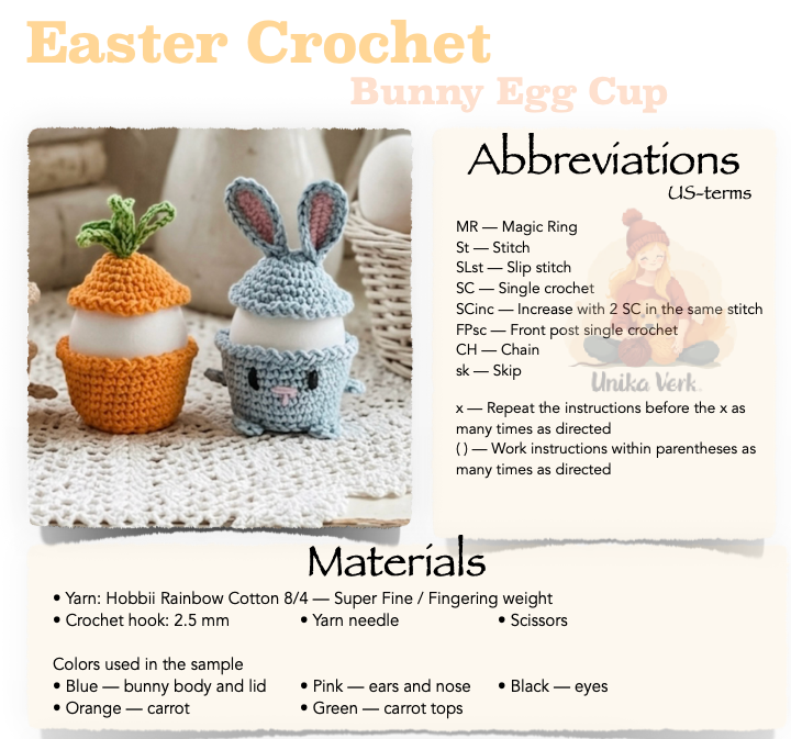 Easter Bunny Egg Cup Pattern PDF
