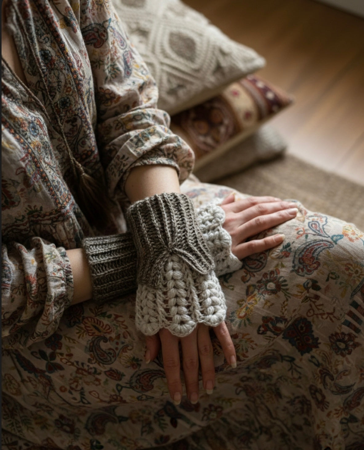 Infinity Folded Handwarmers Crochet Pattern