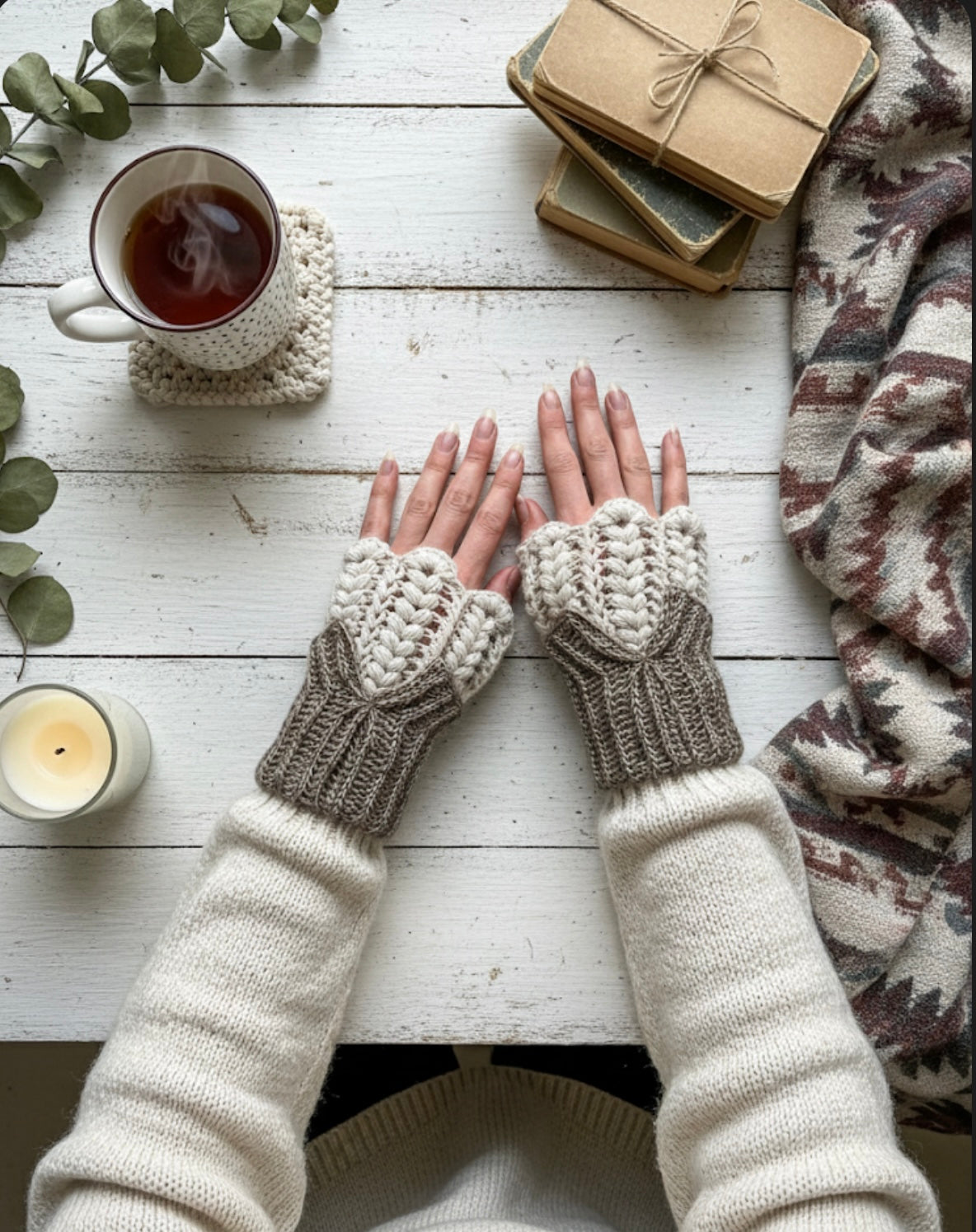 Infinity Folded Handwarmers Crochet Pattern