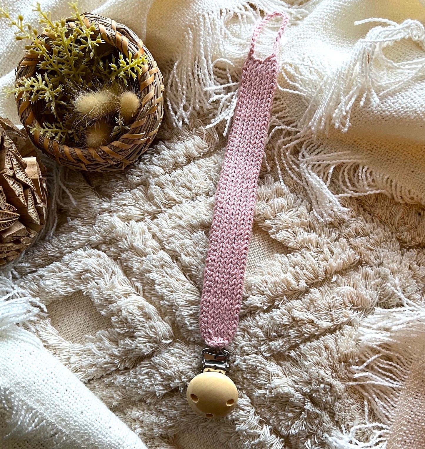 3 Crochet patterns, Pacifier holder with knit texture, Braided Pacifier holder, pacifier clip.