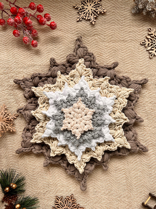 Snowflake Star Crochet Pattern: Christmas Ornament, Coaster (PDF Download)