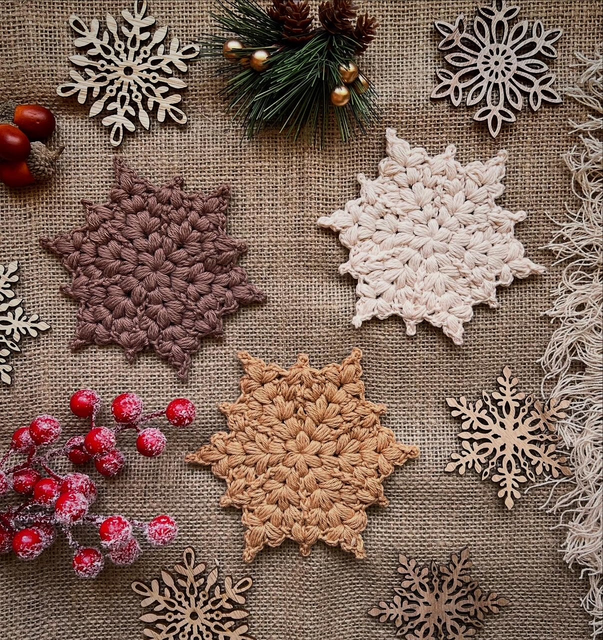 Snowflake Star Crochet Pattern: Christmas Ornament, Coaster (PDF Download)